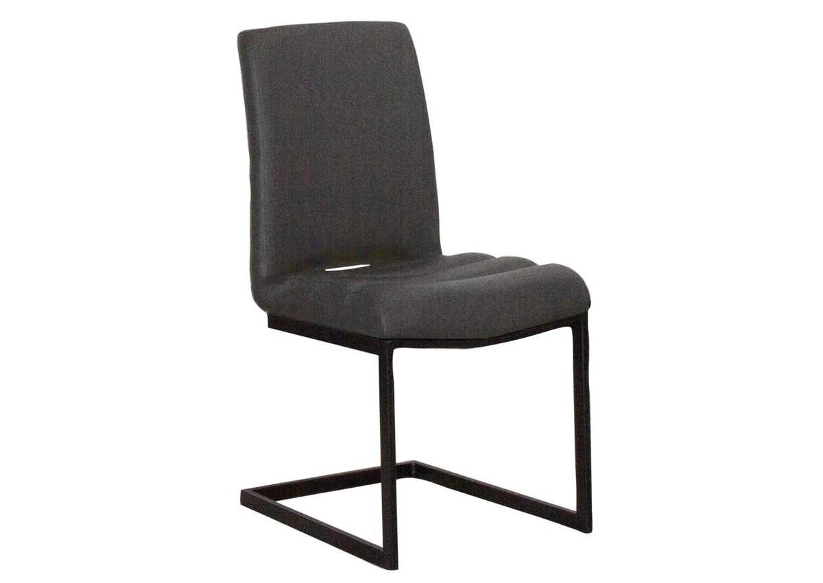 CR-G5628-05-2 Sunset Trading Rhea Charcoal Gray Faux Leather Dining Chairs | Set of 2 | S-Shaped Matte Powder-Coated Cantilever Base with Rippled Padded Seat and High Back | Contemporary, Modern Kitchen Accent Sidechairs