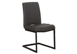 CR-G5628-05-2 Sunset Trading Rhea Charcoal Gray Faux Leather Dining Chairs | Set of 2 | S-Shaped Matte Powder-Coated Cantilever Base with Rippled Padded Seat and High Back | Contemporary, Modern Kitchen Accent Sidechairs