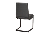 CR-G5628-05-2 Sunset Trading Rhea Charcoal Gray Faux Leather Dining Chairs | Set of 2 | S-Shaped Matte Powder-Coated Cantilever Base with Rippled Padded Seat and High Back | Contemporary, Modern Kitchen Accent Sidechairs