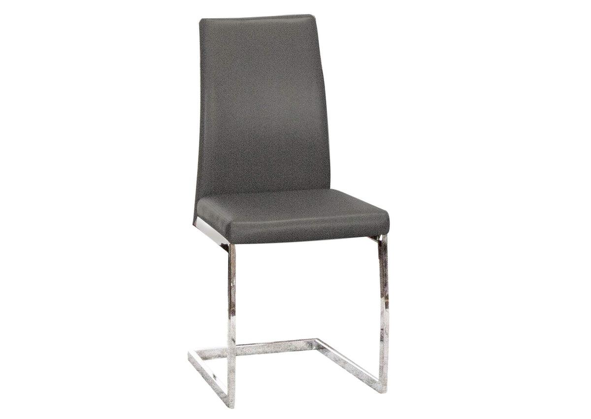 CR-G5655-03-2 Sunset Trading Sela Upholstered Breuer Dining Chairs | S-Shaped Chrome Cantilever Base | Charcoal Gray Padded Faux Leather Seats | Set of 2 | Contemporary, Modern Kitchen Seating