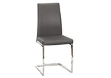CR-G5655-03-2 Sunset Trading Sela Upholstered Breuer Dining Chairs | S-Shaped Chrome Cantilever Base | Charcoal Gray Padded Faux Leather Seats | Set of 2 | Contemporary, Modern Kitchen Seating