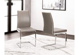 CR-G5655-14-2 Sunset Trading Sela Upholstered Breuer Dining Chairs | S-Shaped Chrome Cantilever Base | Mushroom Gray Padding Seats | Set of 2 | Contemporary, Modern Accent Seating
