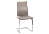 CR-G5655-14-2 Sunset Trading Sela Upholstered Breuer Dining Chairs | S-Shaped Chrome Cantilever Base | Mushroom Gray Padding Seats | Set of 2 | Contemporary, Modern Accent Seating