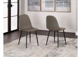 CR-K5338-09-2 Sunset Trading Leda Dining Chairs | Matt Black Tapered Legs | Mocha Brown Armless Faux Leather Sculpted Bucket Seats | Set of 2 | Contemporary, Mid-Century Modern Kitchen Sidechairs