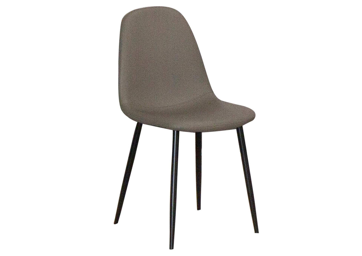 CR-K5338-09-2 Sunset Trading Leda Dining Chairs | Matt Black Tapered Legs | Mocha Brown Armless Faux Leather Sculpted Bucket Seats | Set of 2 | Contemporary, Mid-Century Modern Kitchen Sidechairs