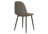 CR-K5338-09-2 Sunset Trading Leda Dining Chairs | Matt Black Tapered Legs | Mocha Brown Armless Faux Leather Sculpted Bucket Seats | Set of 2 | Contemporary, Mid-Century Modern Kitchen Sidechairs