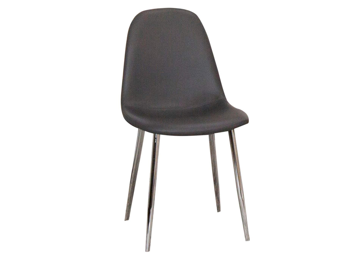 CR-K5770-01-2 Sunset Trading Venu Dining Chairs Set of 2 | Polished Chrome Tapered Legs | Charcoal Gray Armless Faux Leather Sculpted Bucket Seats | Contemporary, Mid-Century Modern Kitchen Sidechairs
