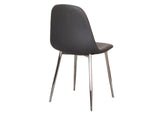 CR-K5770-01-2 Sunset Trading Venu Dining Chairs Set of 2 | Polished Chrome Tapered Legs | Charcoal Gray Armless Faux Leather Sculpted Bucket Seats | Contemporary, Mid-Century Modern Kitchen Sidechairs