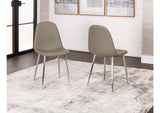 CR-K5770-09-2 Sunset Trading Venu Dining Chairs Set of 2 | Polished Chrome Tapered Legs | Mocha Brown Armless Faux Leather Sculpted Bucket Seats | Contemporary, Mid-Century Modern Kitchen Sidechairs