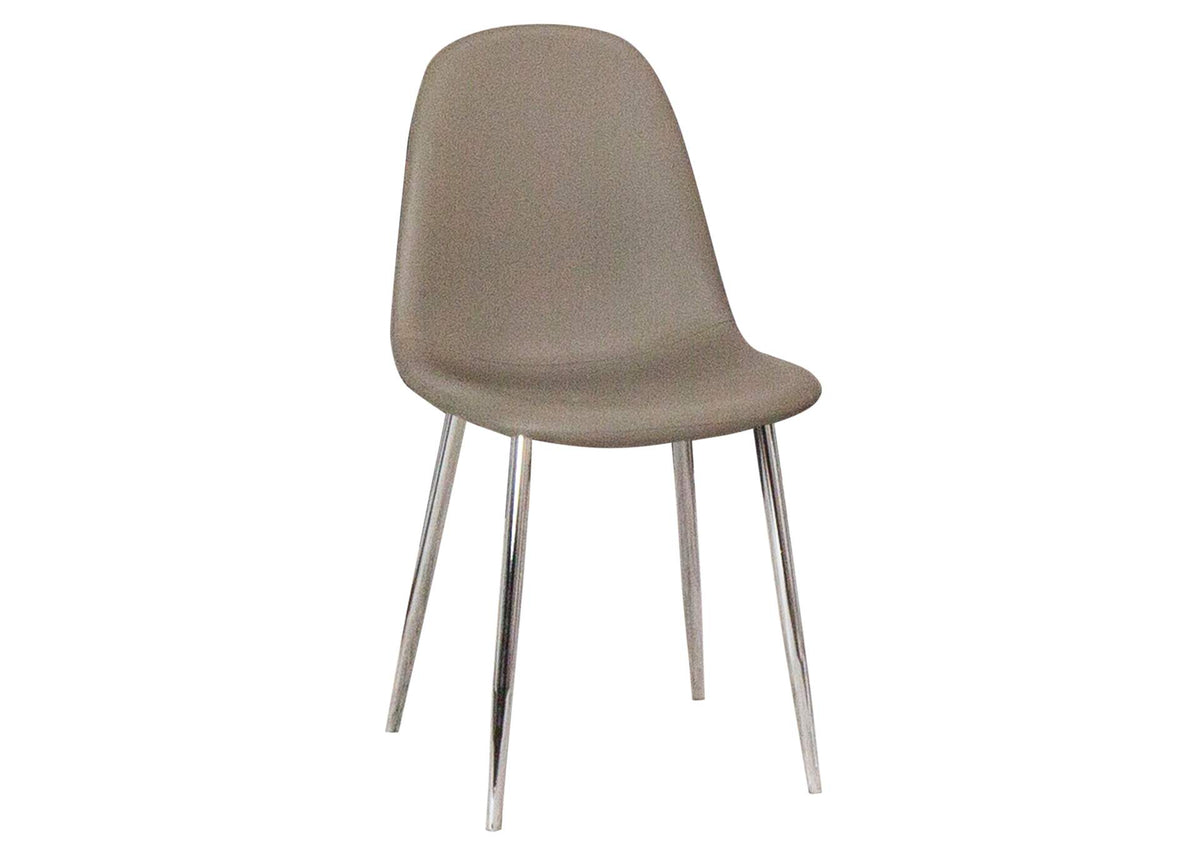 CR-K5770-09-2 Sunset Trading Venu Dining Chairs Set of 2 | Polished Chrome Tapered Legs | Mocha Brown Armless Faux Leather Sculpted Bucket Seats | Contemporary, Mid-Century Modern Kitchen Sidechairs