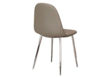 CR-K5770-09-2 Sunset Trading Venu Dining Chairs Set of 2 | Polished Chrome Tapered Legs | Mocha Brown Armless Faux Leather Sculpted Bucket Seats | Contemporary, Mid-Century Modern Kitchen Sidechairs