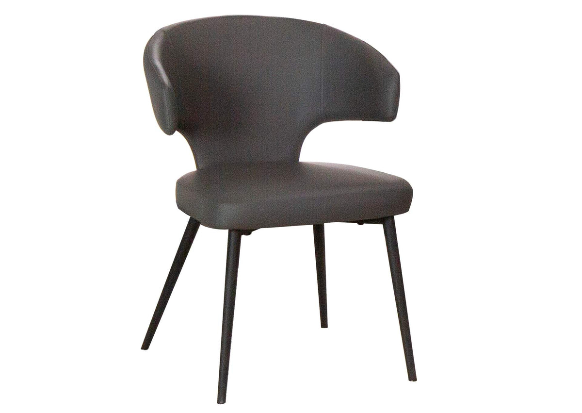 CR-ND084-09-2 Sunset Trading Corin Upholstered Dining Chairs | Powder Coat Matte Black Legs | Charcoal Gray Padded Seats | Set of 2 | Contemporary, Modern Accent Cahri