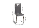 CR-ND103-01-2 Sunset Trading Doral Faux Leather Upholstered Dining Chairs | S-Shaped Polished Chrome Cantilever Base | Charcoal Gray Padded Seats & High Backs | Set of 2 | Contemporary, Modern Kitchen Sidechairs