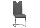 CR-ND103-01-2 Sunset Trading Doral Faux Leather Upholstered Dining Chairs | S-Shaped Polished Chrome Cantilever Base | Charcoal Gray Padded Seats & High Backs | Set of 2 | Contemporary, Modern Kitchen Sidechairs