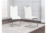 CR-ND103-03-2 Sunset Trading Doral Faux Leather Upholstered Dining Chairs | S-Shaped Chrome Cantilever Base | White Padded Seats & High Backs | Set of 2 | Contemporary, Modern Kitchen Accent Sidechairs