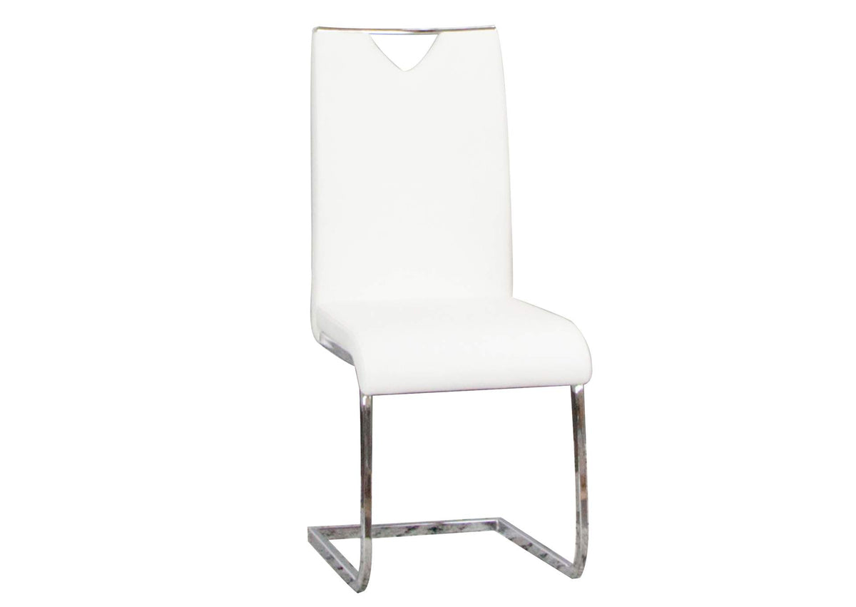 CR-ND103-03-2 Sunset Trading Doral Faux Leather Upholstered Dining Chairs | S-Shaped Chrome Cantilever Base | White Padded Seats & High Backs | Set of 2 | Contemporary, Modern Kitchen Accent Sidechairs