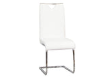 CR-ND103-03-2 Sunset Trading Doral Faux Leather Upholstered Dining Chairs | S-Shaped Chrome Cantilever Base | White Padded Seats & High Backs | Set of 2 | Contemporary, Modern Kitchen Accent Sidechairs