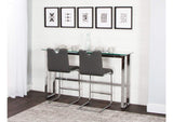 CR-ND103-24-2 Sunset Trading Doral 24" Faux Leather Upholstered Barstools | 2 Counter Height Stools | Polished Chrome Cantilever Base | Charcoal Gray Padded Seat & Back | Dining Room, Bar, Kitchen Island Seating