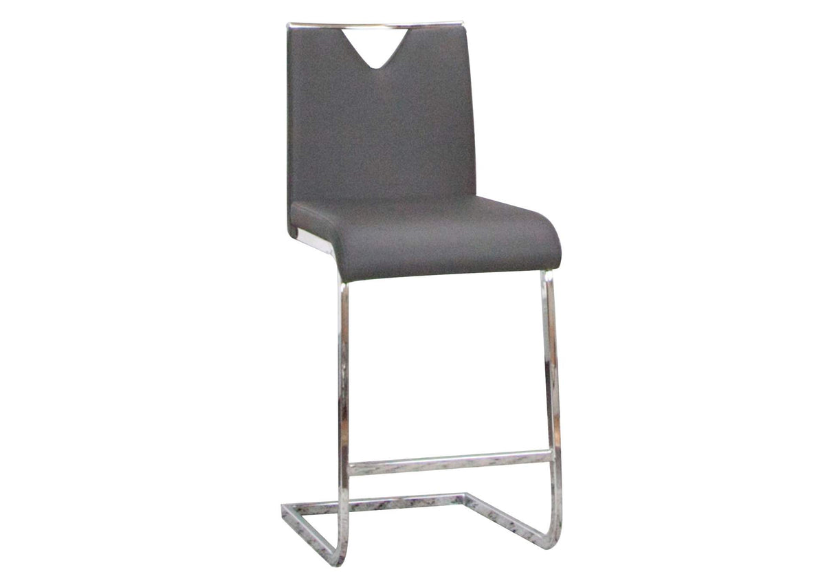 CR-ND103-24-2 Sunset Trading Doral 24" Faux Leather Upholstered Barstools | 2 Counter Height Stools | Polished Chrome Cantilever Base | Charcoal Gray Padded Seat & Back | Dining Room, Bar, Kitchen Island Seating