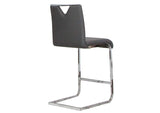 CR-ND103-24-2 Sunset Trading Doral 24" Faux Leather Upholstered Barstools | 2 Counter Height Stools | Polished Chrome Cantilever Base | Charcoal Gray Padded Seat & Back | Dining Room, Bar, Kitchen Island Seating