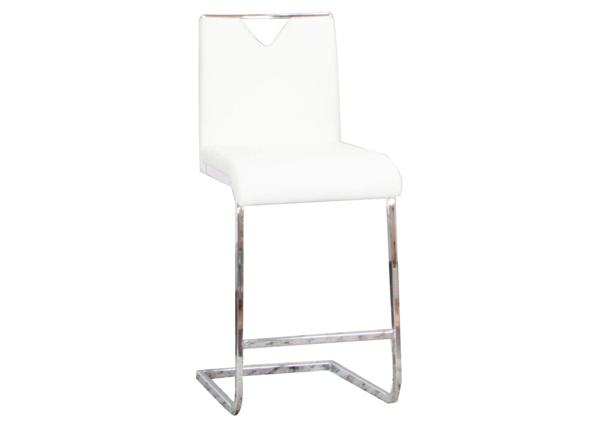 CR-ND103-25-2 Sunset Trading Doral 24" Faux Leather Upholstered Barstools | 2 Counter Height Stools | Polished Chrome Cantilever Base | White Padded Seat & Back | Dining Room, Bar, Kitchen Island Seating