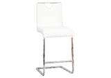CR-ND103-25-2 Sunset Trading Doral 24" Faux Leather Upholstered Barstools | 2 Counter Height Stools | Polished Chrome Cantilever Base | White Padded Seat & Back | Dining Room, Bar, Kitchen Island Seating