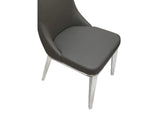 CR-ND353-09-2 Sunset Trading Luna Faux Leather Dining Chair | Four Chrome Legs | Charcoal Gray Padded Seating | Set of 2 | Contemporary, Modern Kitchen Sidechairs