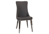 CR-ND353-09-2 Sunset Trading Luna Faux Leather Dining Chair | Four Chrome Legs | Charcoal Gray Padded Seating | Set of 2 | Contemporary, Modern Kitchen Sidechairs