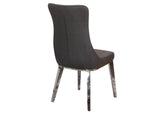 CR-ND353-09-2 Sunset Trading Luna Faux Leather Dining Chair | Four Chrome Legs | Charcoal Gray Padded Seating | Set of 2 | Contemporary, Modern Kitchen Sidechairs
