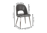 CR-ND446-01-2 Sunset Trading Mia Faux Leather Dining Chair | Polished Chrome Silver Tapered Legs | Charcoal Gray Padded Seat with Arched Open Back | Set of 2 | Contemporary, Mid-Century Modern Kitchen Sidechairs