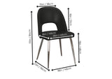 CR-ND446-03-2 Sunset Trading Mia Faux Leather Dining Chair | Polished Chrome Silver Tapered Legs | Black Padded Seat with Arched Open Back | Set of 2 | Contemporary, Mid-Century Modern Kitchen Sidechairs