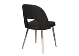 CR-ND446-03-2 Sunset Trading Mia Faux Leather Dining Chair | Polished Chrome Silver Tapered Legs | Black Padded Seat with Arched Open Back | Set of 2 | Contemporary, Mid-Century Modern Kitchen Sidechairs