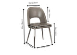 CR-ND446-09-2 Sunset Trading Mia Faux Leather Dining Chair | Polished Chrome Silver Tapered Legs | Mushroom Taupe Gray Padded Seat w Arched Open Back | Set of 2 | Contemporary Mid-Century Modern Kitchen Sidechairs
