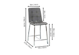 CR-ND482-24-2 Sunset Trading Nia 24" Faux Leather Barstools | Two Counter Height Stools | Chrome Legs | Charcoal Gray | Dining Room, Home Bar, Pub, Kitchen Island Seating