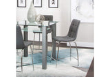 CR-ND482-24-2 Sunset Trading Nia 24" Faux Leather Barstools | Two Counter Height Stools | Chrome Legs | Charcoal Gray | Dining Room, Home Bar, Pub, Kitchen Island Seating