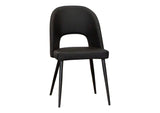 CR-ND545-01-2 Sunset Trading Portia Black Faux Leather Upholstered Dining Chairs | Set of 2 | Powder-Coated Tapered Legs | Padded Comfort Seat w Arched Open Back | Contemporary Mid-Century Modern Kitchen Sidechairs