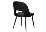 CR-ND545-01-2 Sunset Trading Portia Black Faux Leather Upholstered Dining Chairs | Set of 2 | Powder-Coated Tapered Legs | Padded Comfort Seat w Arched Open Back | Contemporary Mid-Century Modern Kitchen Sidechairs