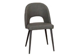 CR-ND545-03-2 Sunset Trading Portia Faux Leather Upholstered Dining Chairs | Set of 2 | Black Powder-Coated Tapered Legs | Dark Gray Padded Seat, Arched Open Back | Contemporary Mid-Century Modern Kitchen Sidechair