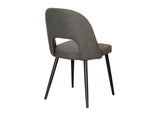 CR-ND545-03-2 Sunset Trading Portia Faux Leather Upholstered Dining Chairs | Set of 2 | Black Powder-Coated Tapered Legs | Dark Gray Padded Seat, Arched Open Back | Contemporary Mid-Century Modern Kitchen Sidechair