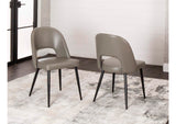 CR-ND545-09-2 Sunset Trading Portia Faux Leather Upholstered Dining Chairs, Set of 2 | Black Powder-Coat Tapered Legs, Mushroom Gray Padded Seat, Arched Open Back | Contemporary Mid-Century Modern Kitchen Sidechair