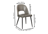 CR-ND545-09-2 Sunset Trading Portia Faux Leather Upholstered Dining Chairs, Set of 2 | Black Powder-Coat Tapered Legs, Mushroom Gray Padded Seat, Arched Open Back | Contemporary Mid-Century Modern Kitchen Sidechair