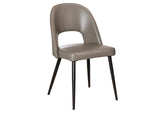 CR-ND545-09-2 Sunset Trading Portia Faux Leather Upholstered Dining Chairs, Set of 2 | Black Powder-Coat Tapered Legs, Mushroom Gray Padded Seat, Arched Open Back | Contemporary Mid-Century Modern Kitchen Sidechair