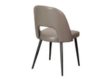 CR-ND545-09-2 Sunset Trading Portia Faux Leather Upholstered Dining Chairs, Set of 2 | Black Powder-Coat Tapered Legs, Mushroom Gray Padded Seat, Arched Open Back | Contemporary Mid-Century Modern Kitchen Sidechair