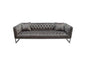 Crawford Tufted Sofa in Dusk Grey Velvet w/ Polished Metal Leg & Trim by Diamond Sofa