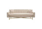 Croft Fabric Sofa in Sand Linen Fabric w/ Accent Pillows and Gold Metal Criss-Cross Frame by Diamond Sofa
