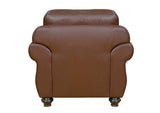SU-CR2130-86-100LF Sunset Trading Charleston 42" Wide Top Grain Leather Armchair | Chestnut Brown Rolled Arm Accent Chair with Nailheads