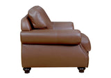 SU-CR2130-86-100LF Sunset Trading Charleston 42" Wide Top Grain Leather Armchair | Chestnut Brown Rolled Arm Accent Chair with Nailheads
