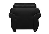 SU-CR2130-80-100LF Sunset Trading Charleston 42" Wide Top Grain Leather Armchair | Black Rolled Arm Accent Chair with Nailheads