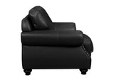 SU-CR2130-80-100LF Sunset Trading Charleston 42" Wide Top Grain Leather Armchair | Black Rolled Arm Accent Chair with Nailheads
