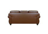 SU-CR2130-86-300LF Sunset Trading Charleston 86" Wide Top Grain Leather Sofa | Chestnut Brown 3 Seater Rolled Arm Couch with Nailheads